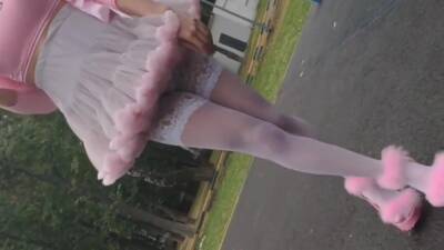 Sissy Ponyboy In Sexy Stockings Posing In Public And Jumping On The Cam - shemalez.com