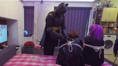 Sissy BatGirl with Hit Girl and Batman Cosplay - ashemaletube.com