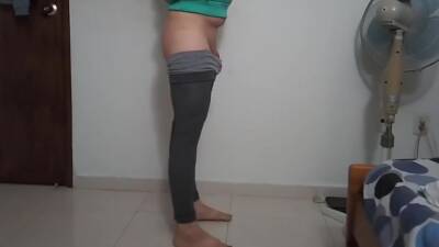 Femboy Doing Exercises While - shemalez.com