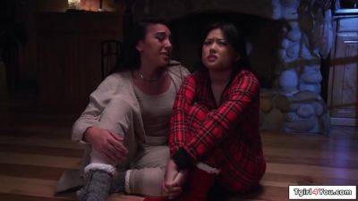 Kasey Kei - Asian tgirl Kasey Kei licks and fucks Lulu Chu ifo fireplace - hotmovs.com