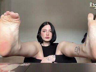 slim russian trans beauty with tattoos shows sexy feet and ass on webcam - ashemaletube.com - Russia