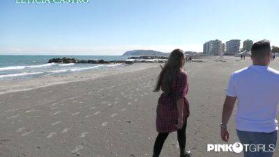 Leticia cums in the ass of a guy hooked up on the beach - Pinko TGirls - hotmovs.com